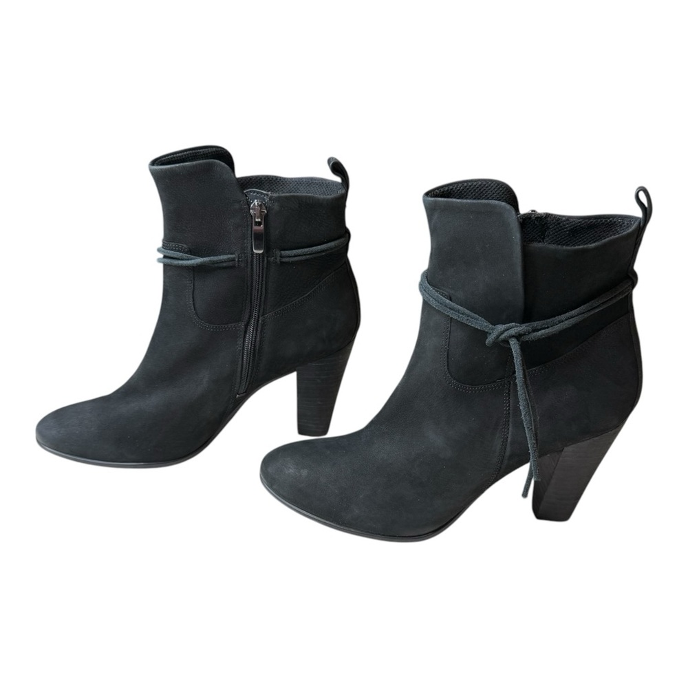 ECCO Bootie Boot Heel Tassel Shape 75 Black Leather Comfort Zip 39 9